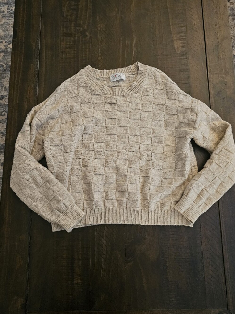 Poof! Cream Checker Knit Sweater